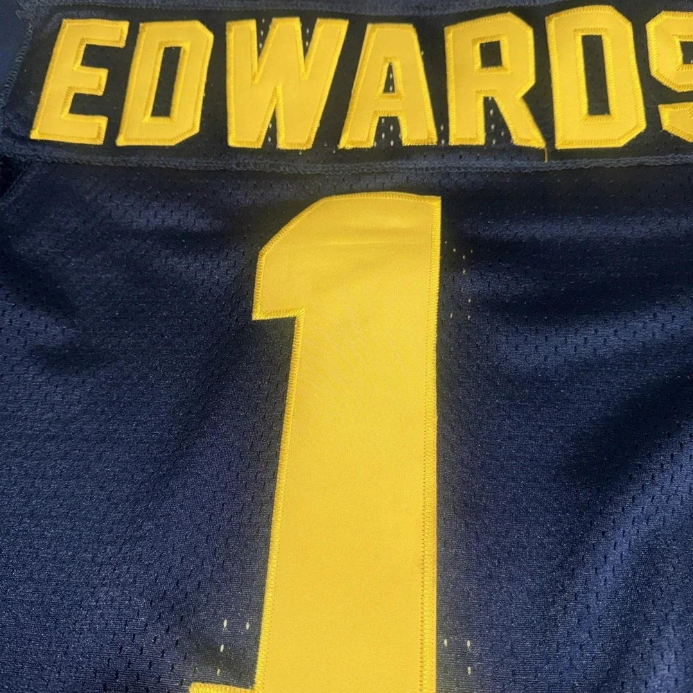 Nike Michigan Wolverines EDWARDS #1 NCAA‎ Football Jersey Sz 50 Navy Blue Sewn